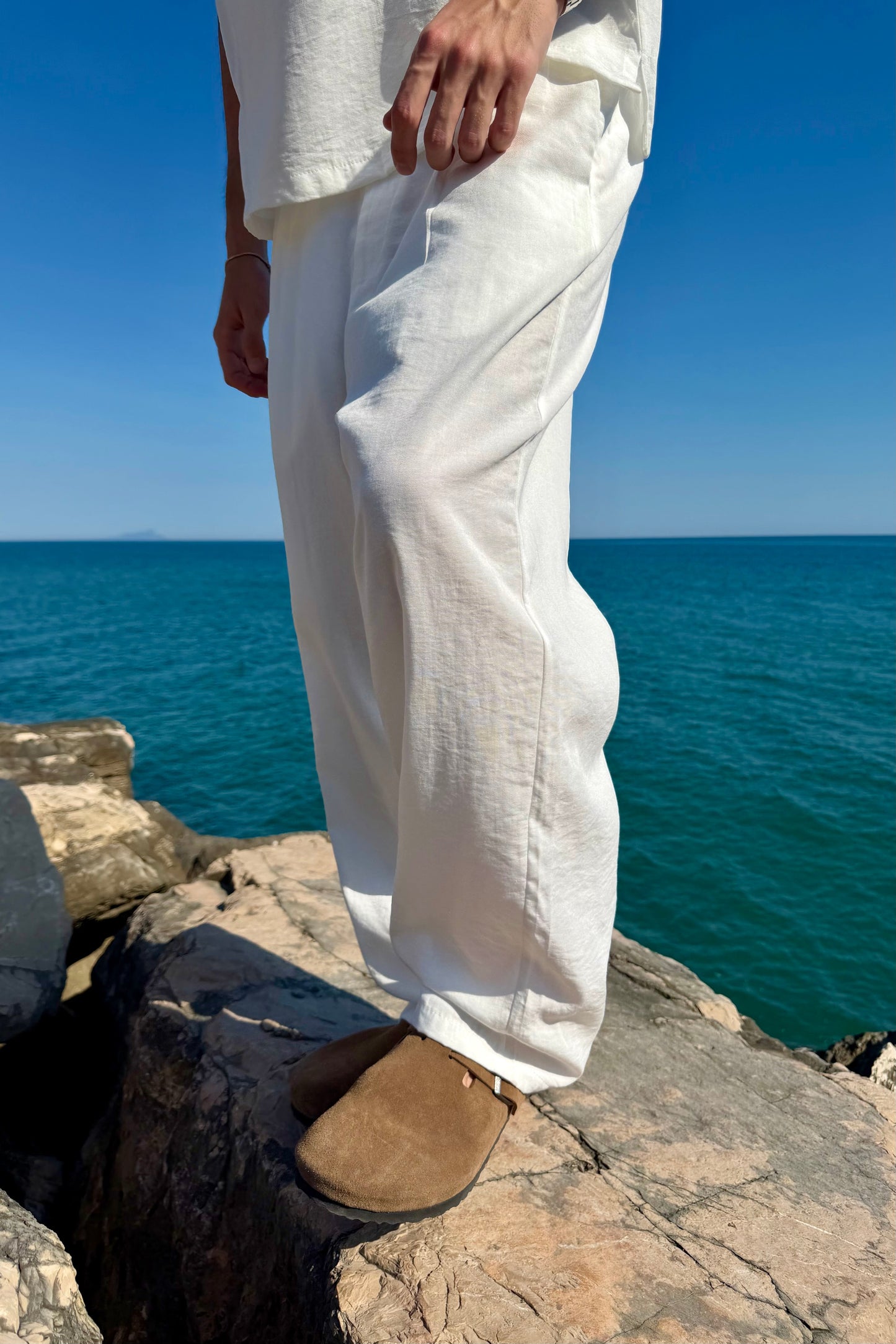 Pantalone Cancún In Lino Bianco