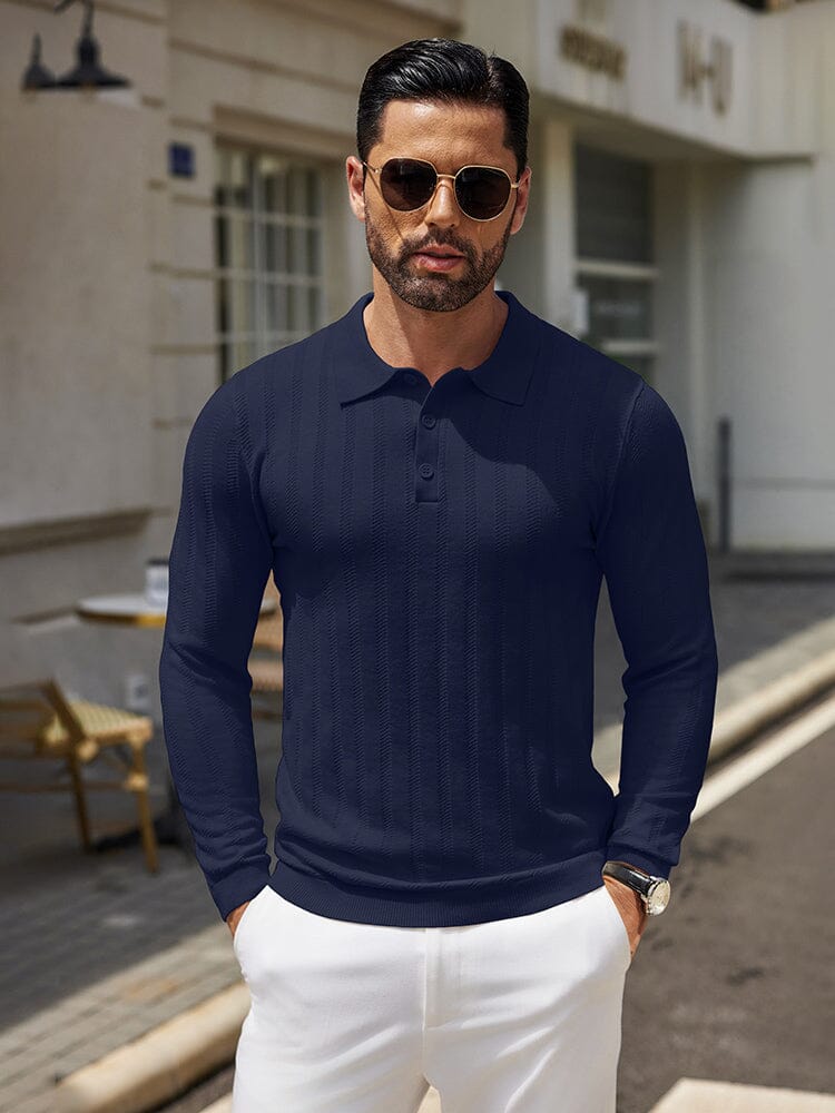 Camiseta Informale de Punto Elástico Acanalado