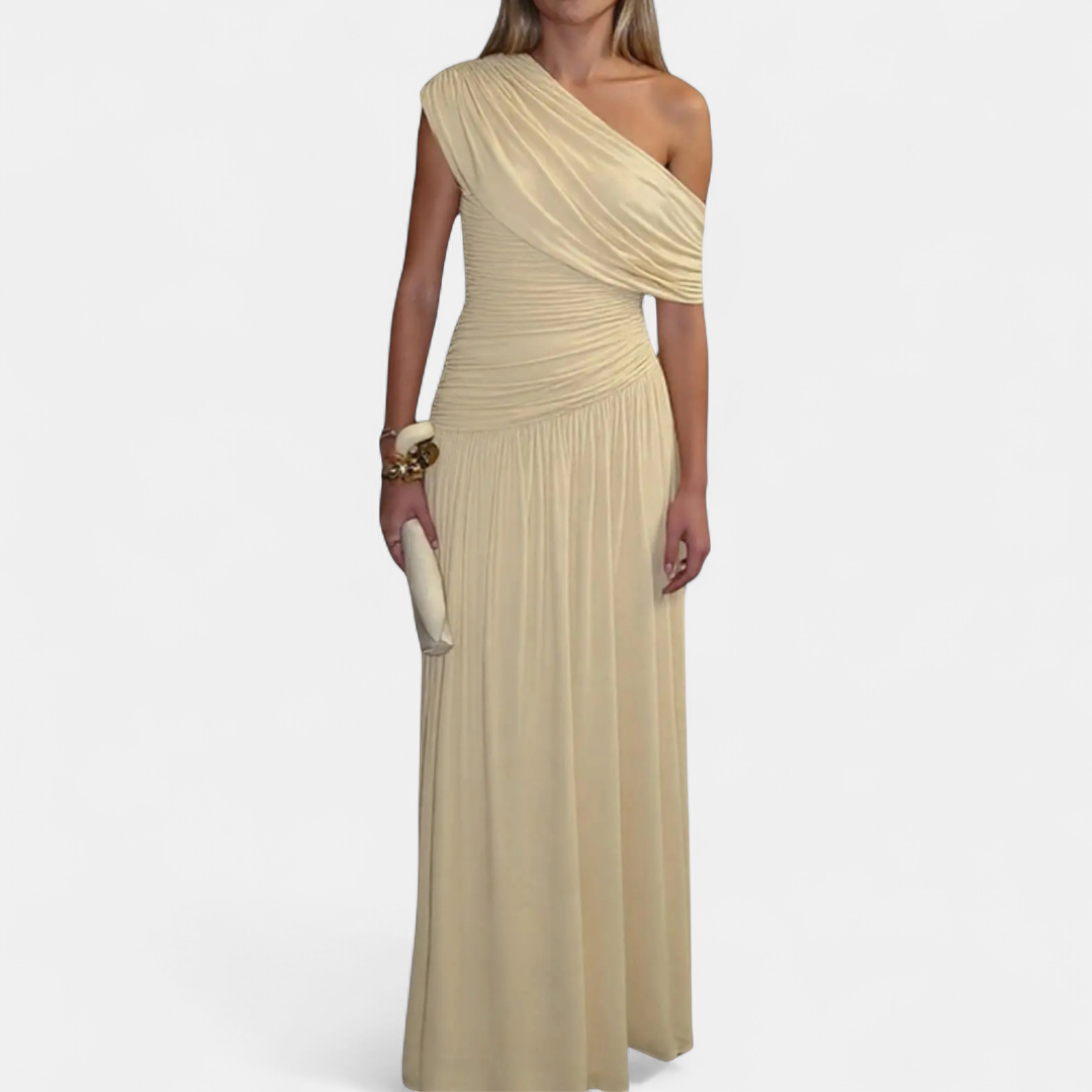 ROXANNE™ – Vestido liso plisado asimétrico