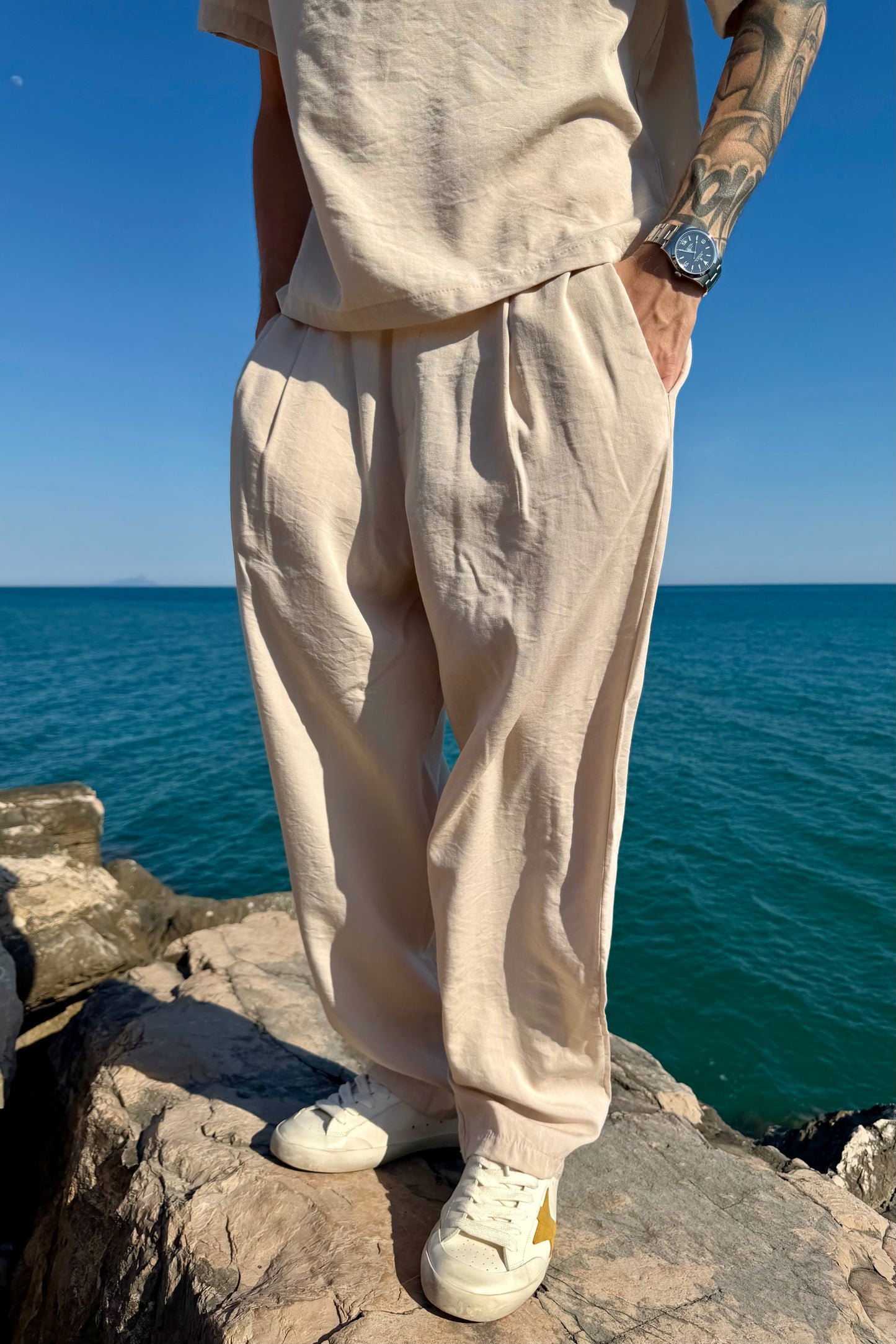 Pantalone Cancún In Lino Beige