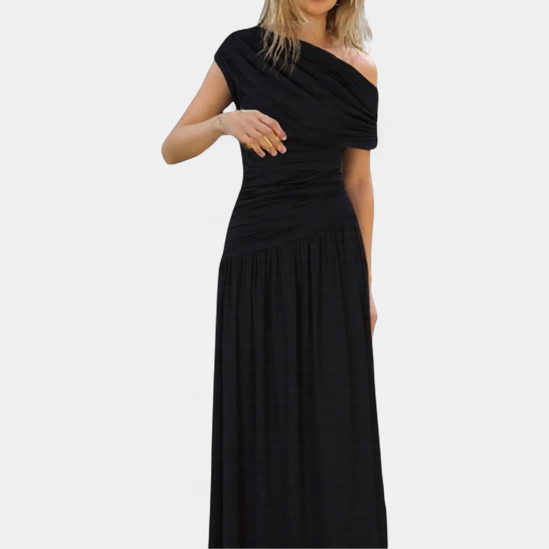 ROXANNE™ – Vestido liso plisado asimétrico