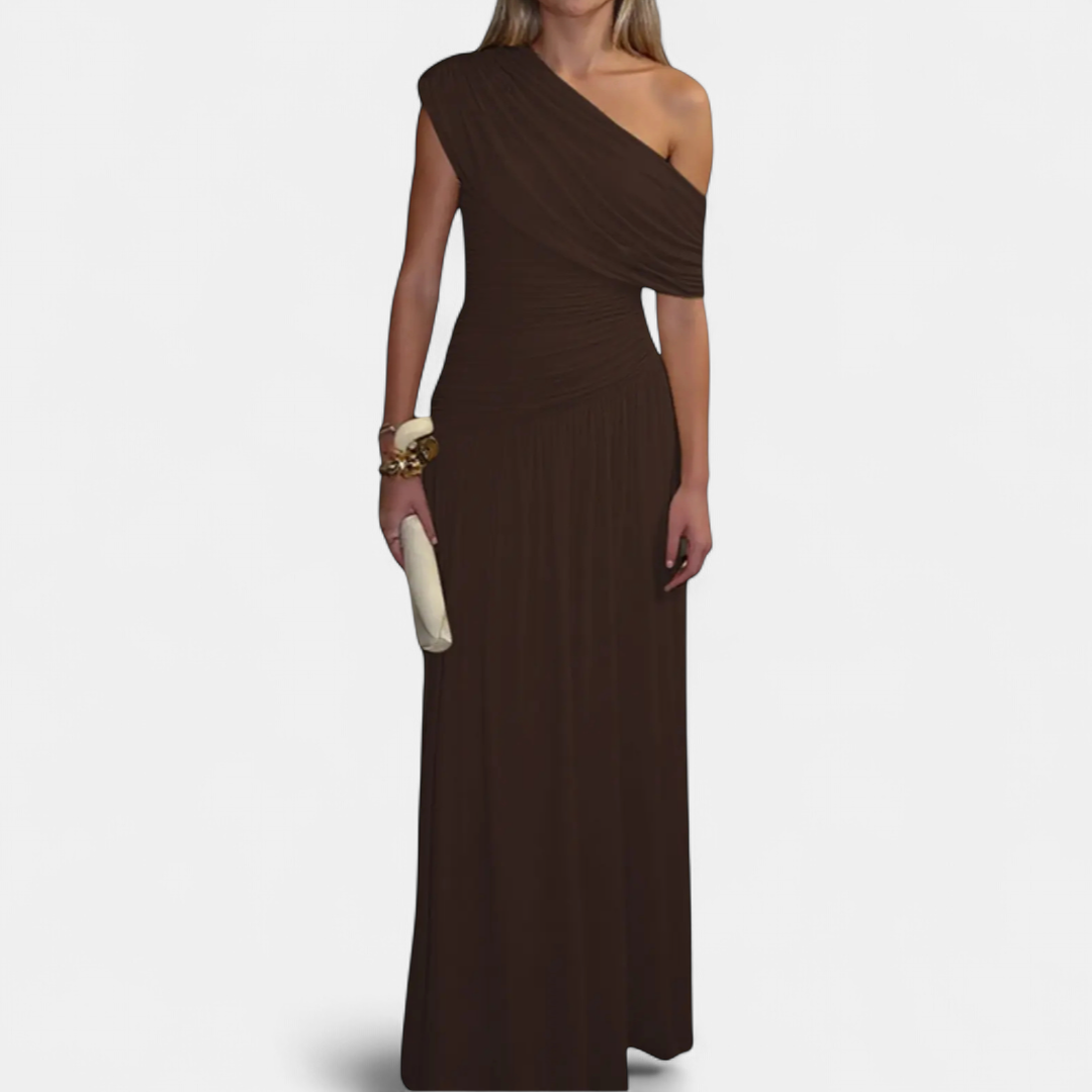 ROXANNE™ – Vestido liso plisado asimétrico
