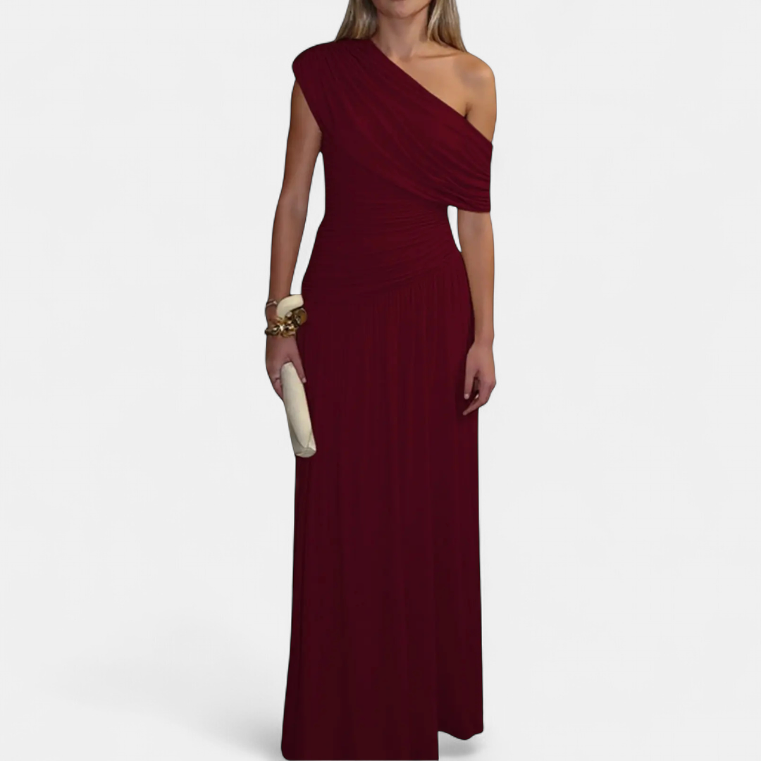 ROXANNE™ – Vestido liso plisado asimétrico