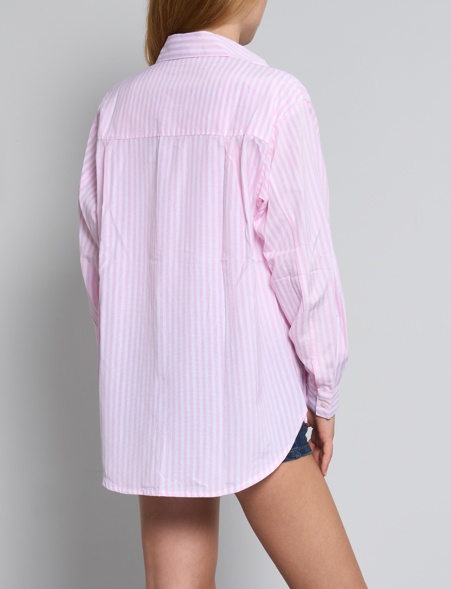 Camicia a righe rosa oversize