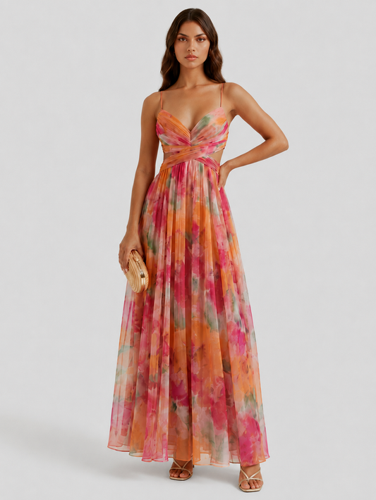 Aitana™ - Vestido de Gala en Gasa con Estampado Floral