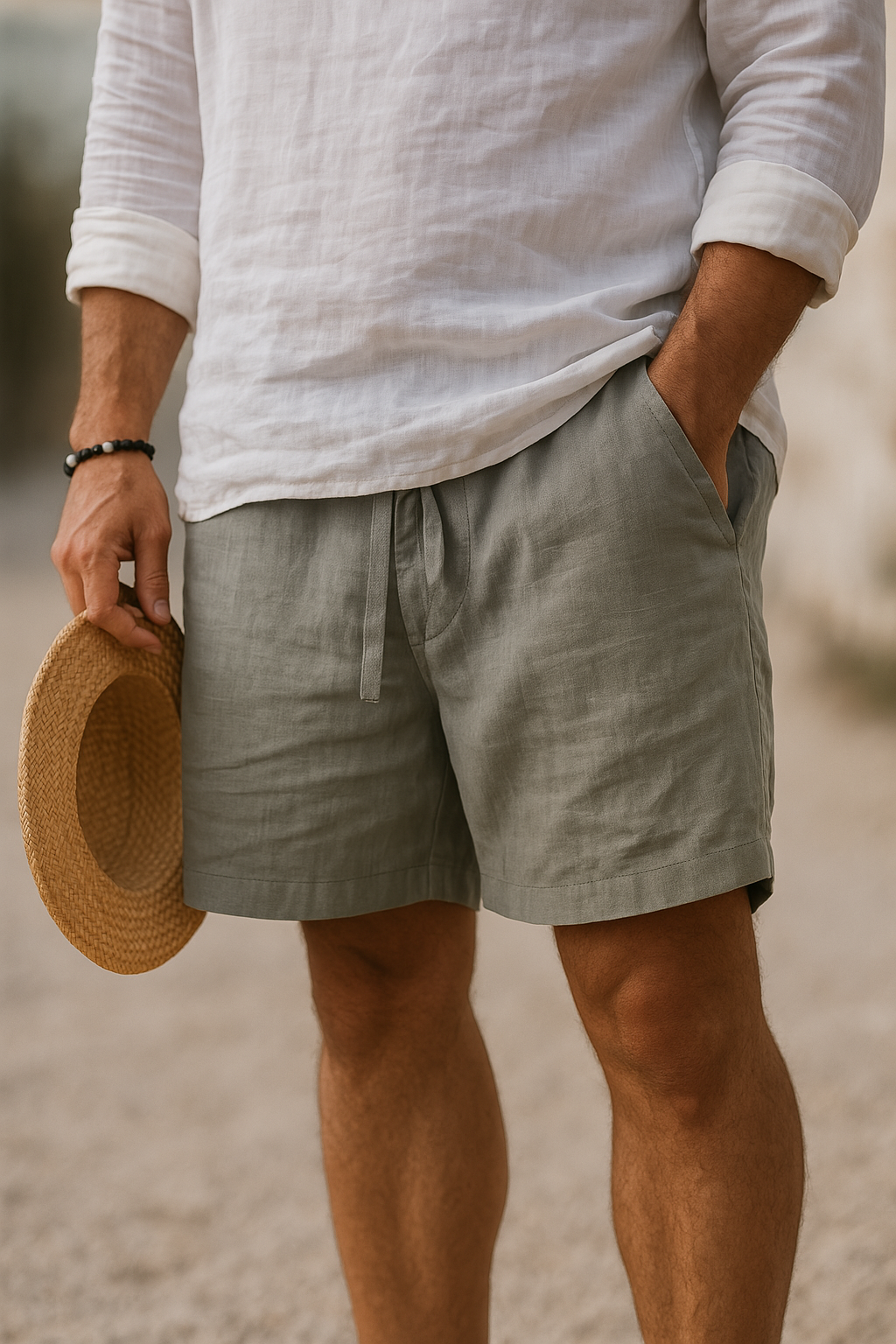 Varel | Pantaloncini eleganti in lino con vita elasticizzata