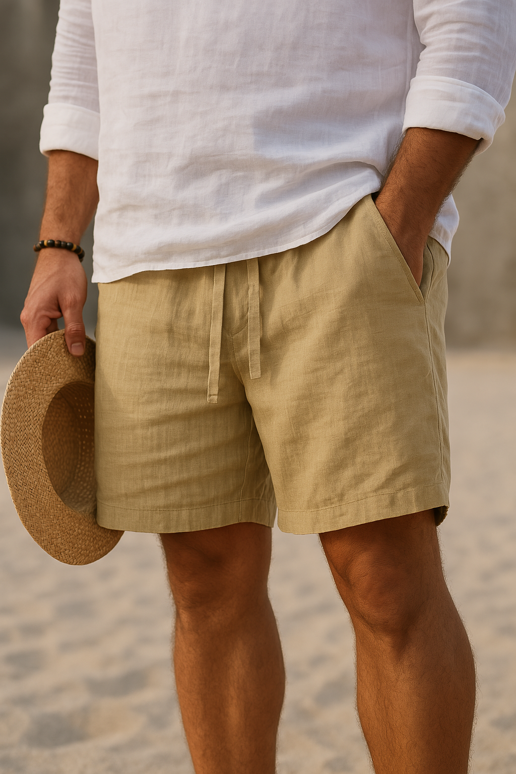 Varel | Pantaloncini eleganti in lino con vita elasticizzata