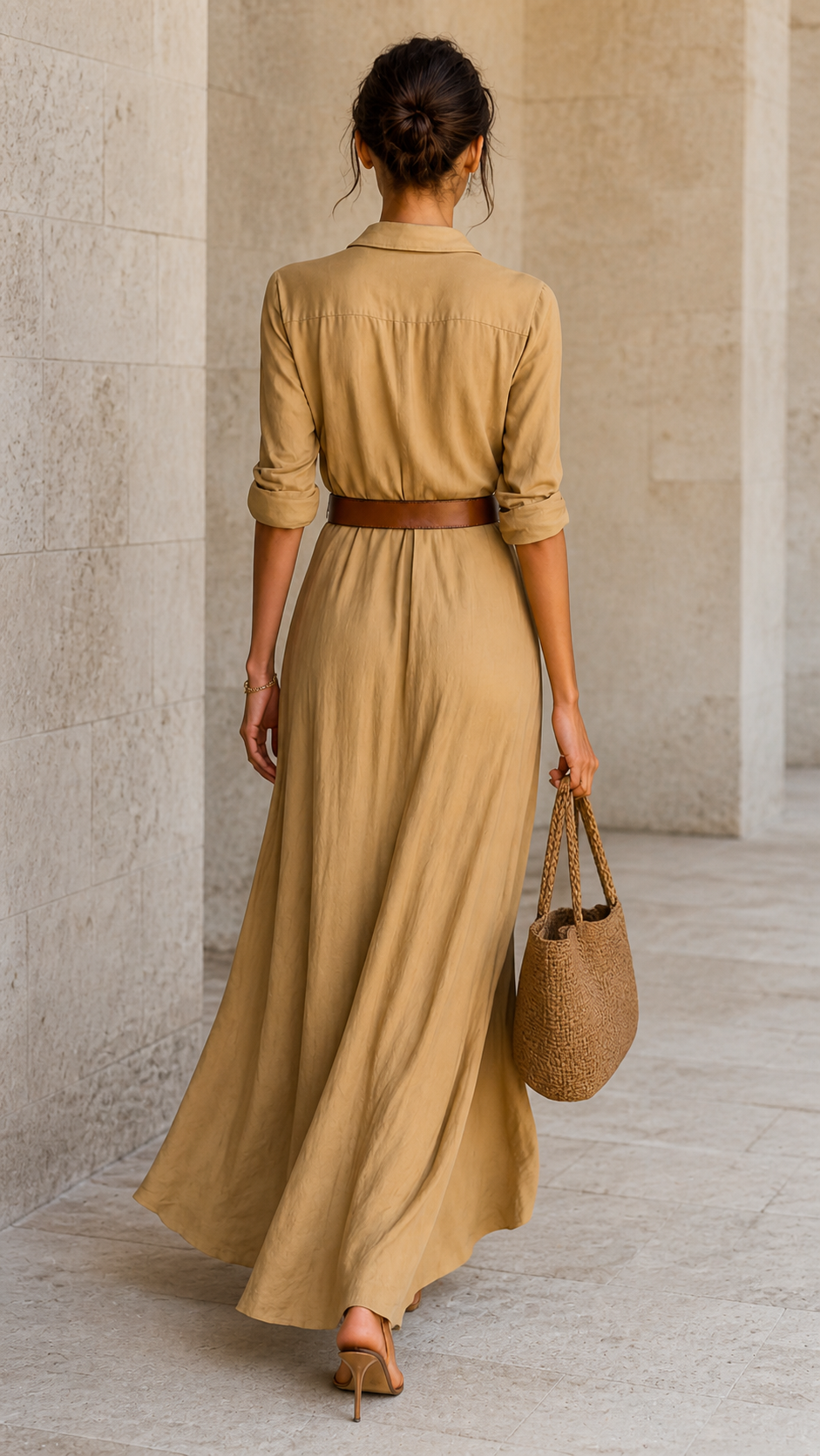 VESTIDO LARGO ROCÍO CON CINTURÓN