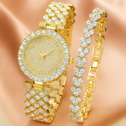 Lujo Radiance Oro Reloj & Pulsera Set | Oro