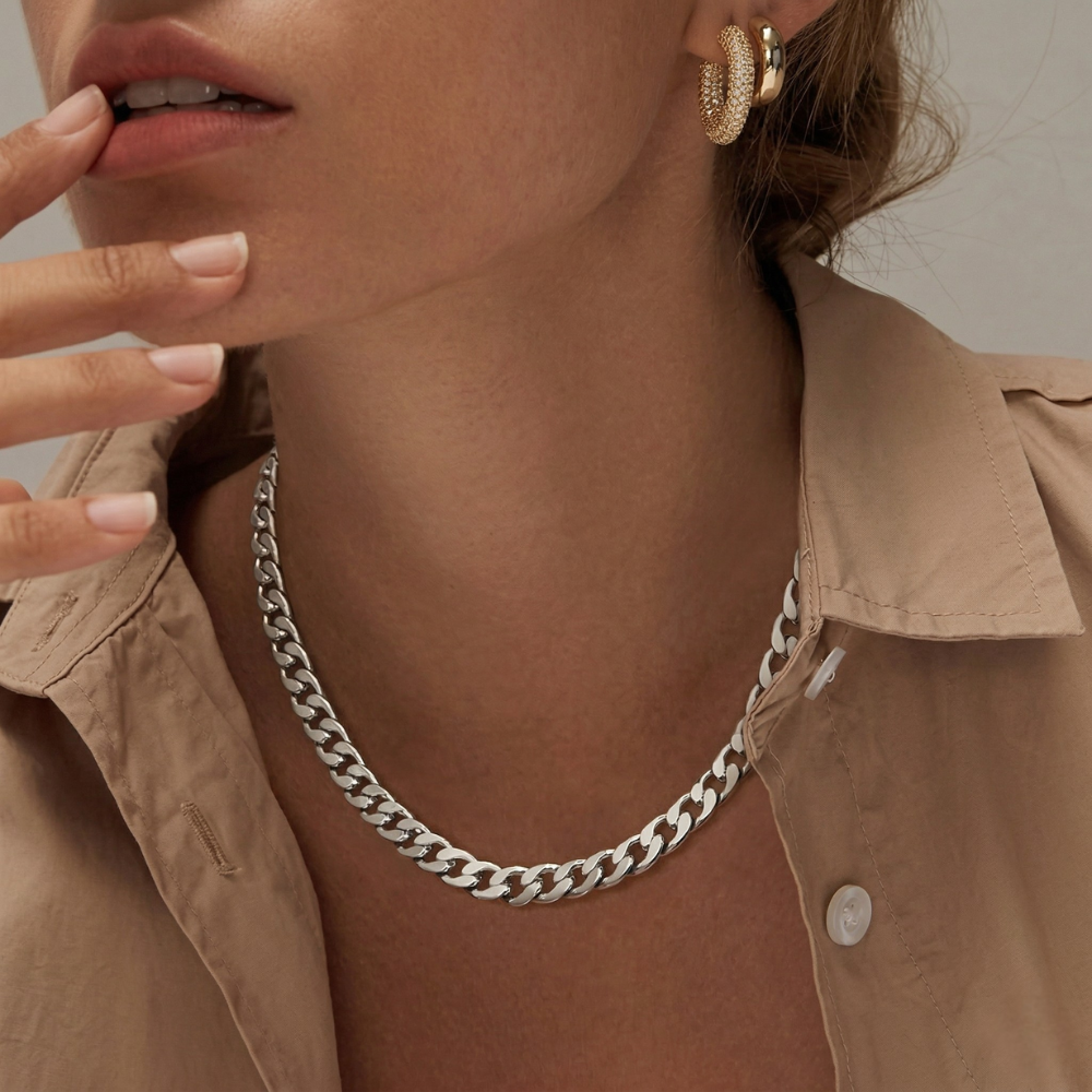 Chunky Cubano Eslabón Collar | Oro