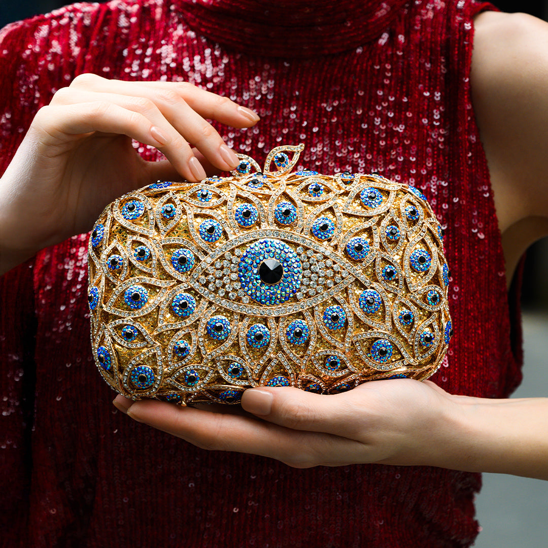 Bolso de Fiesta Ojo Turco de Cristal - Dorado