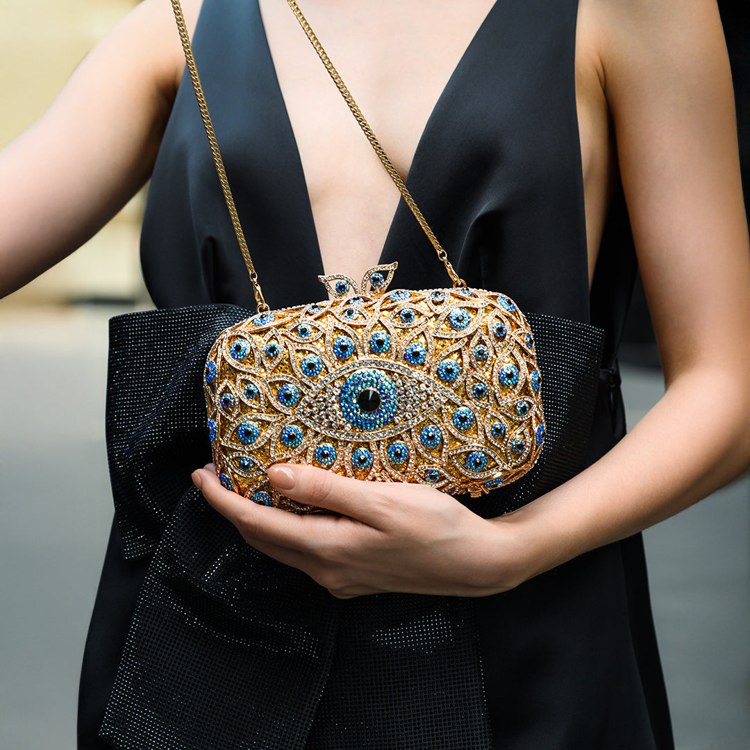 Bolso de Fiesta Ojo Turco de Cristal - Dorado