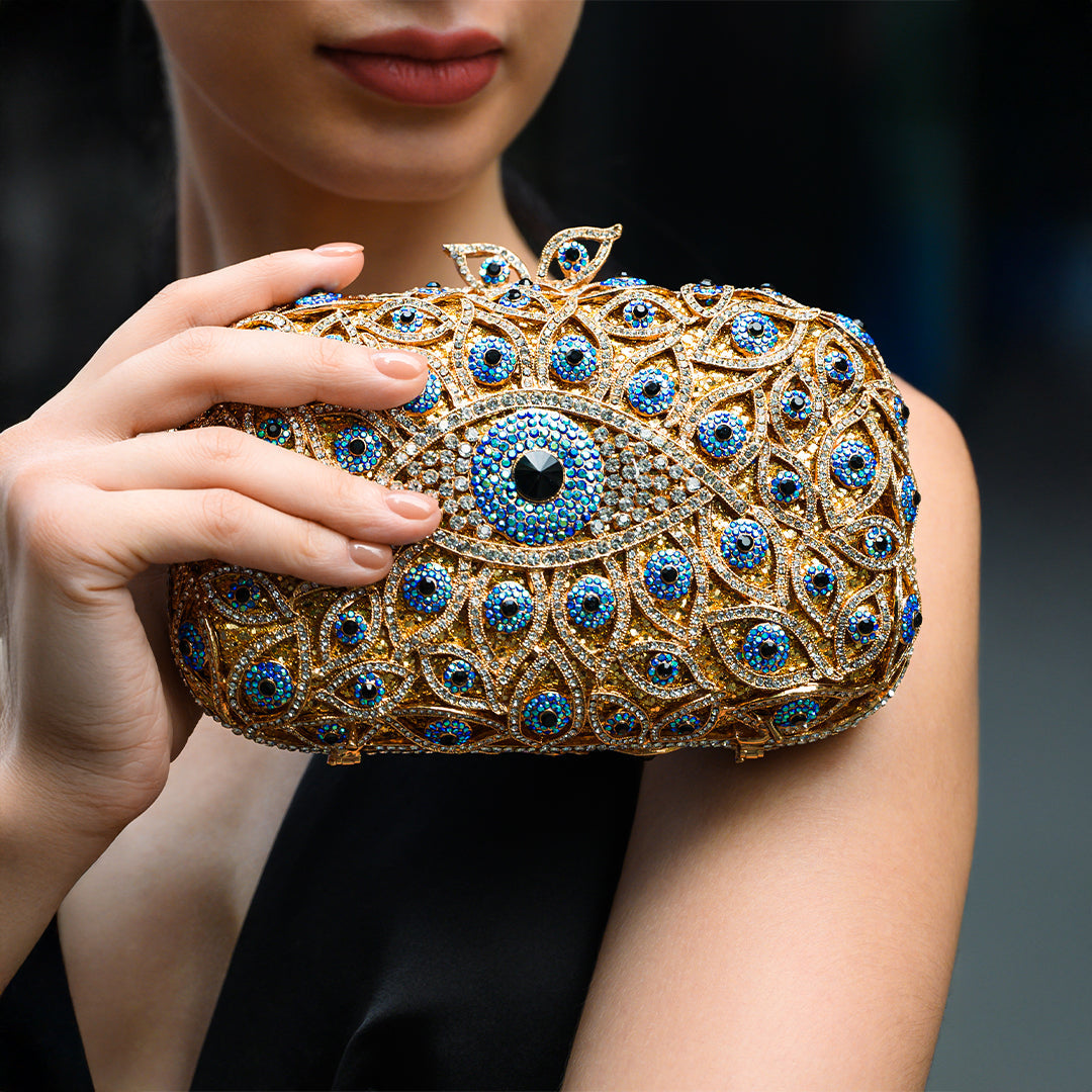 Bolso de Fiesta Ojo Turco de Cristal - Dorado