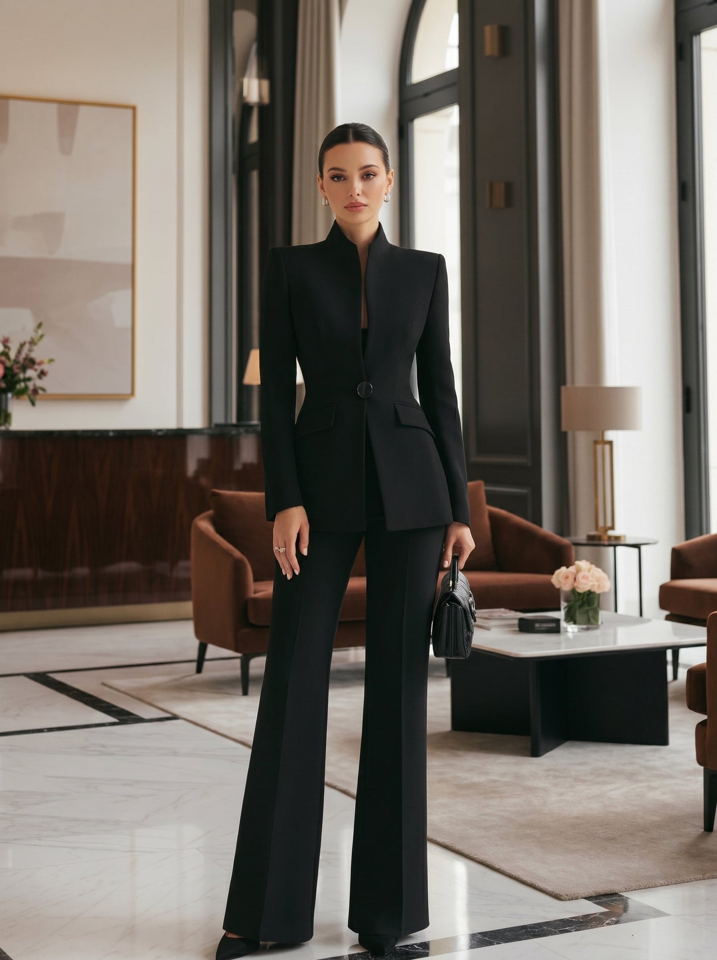 Gia™ - Traje Sastre de Blazer Estructurada y Palazzo