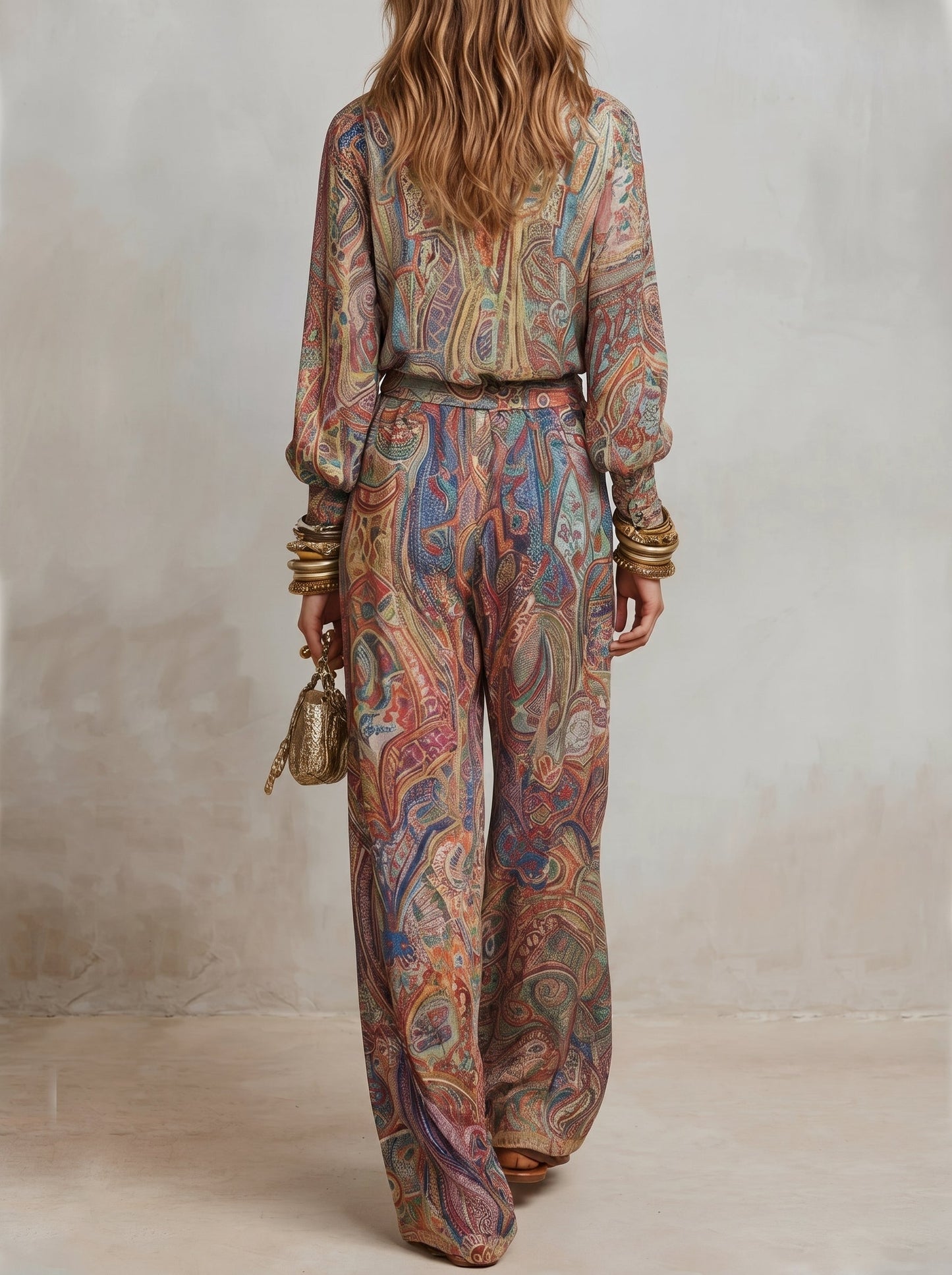 Maya™ - Conjunto de Gala en Palazzo y Estampado Paisley