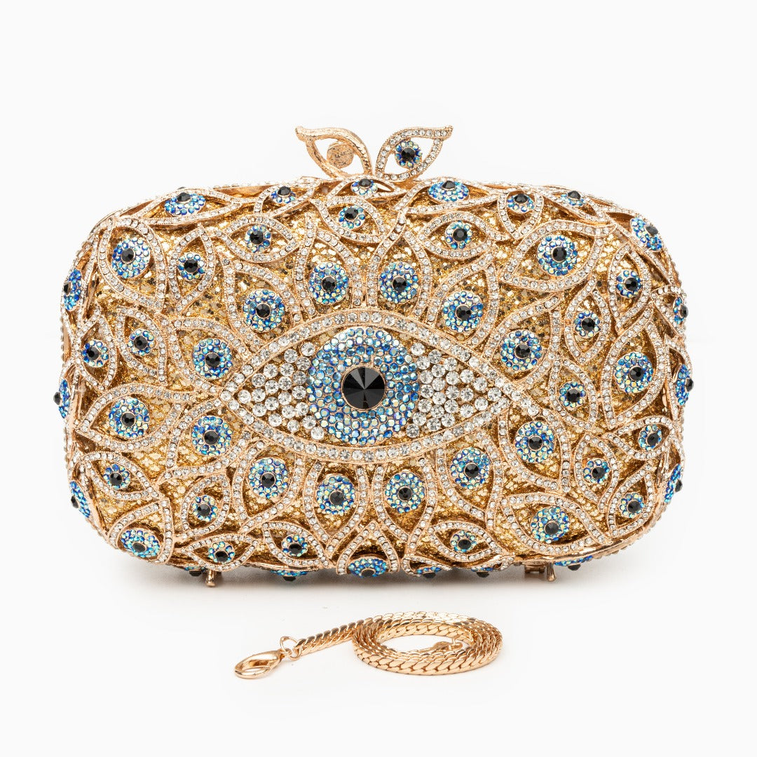 Bolso de Fiesta Ojo Turco de Cristal - Dorado