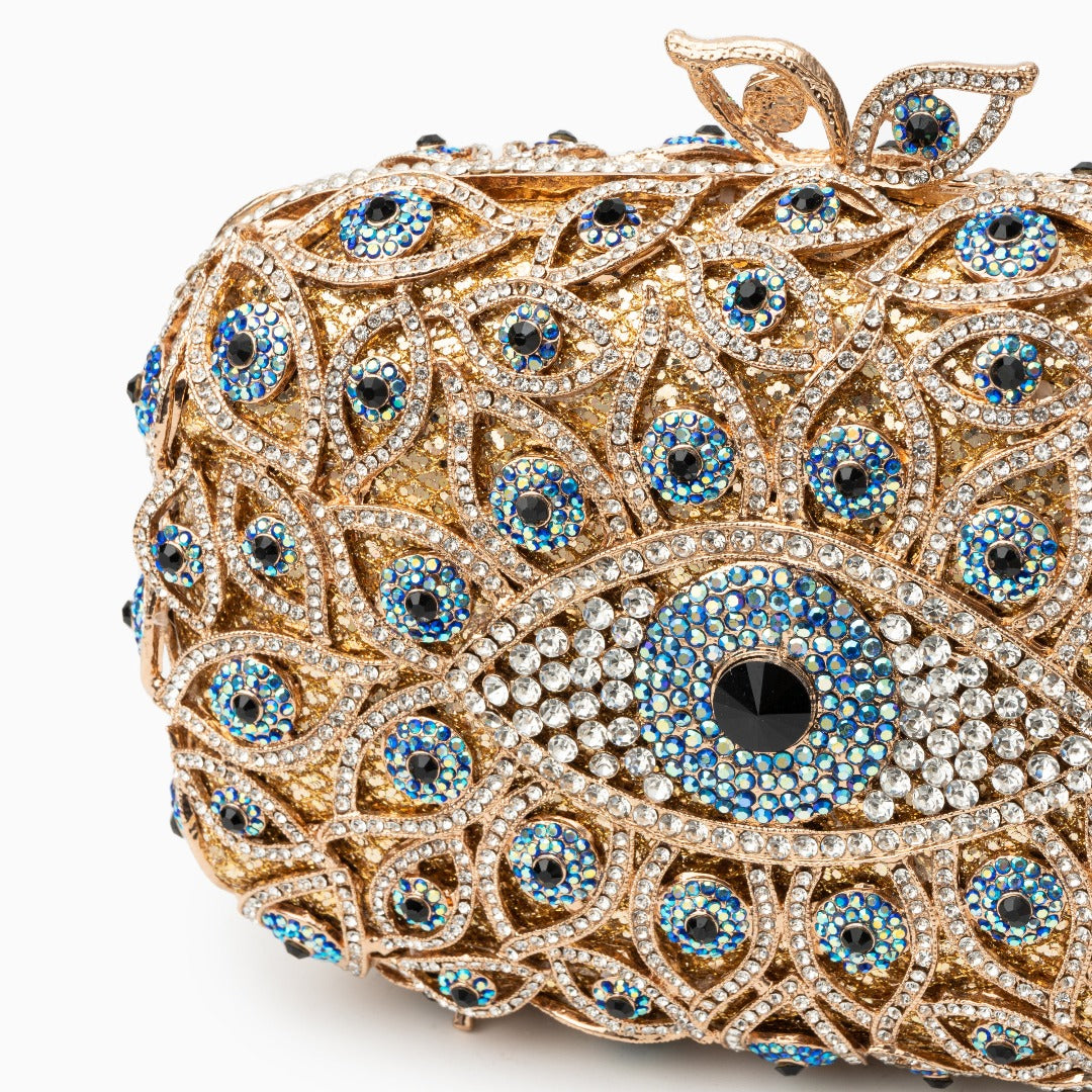 Bolso de Fiesta Ojo Turco de Cristal - Dorado