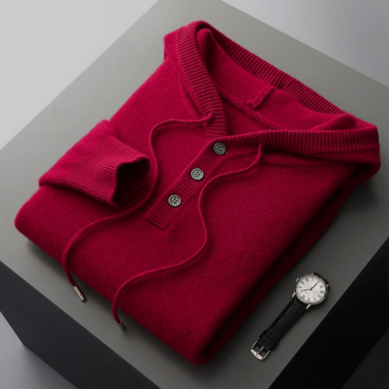 Sudadera con capucha elegante de lana merina