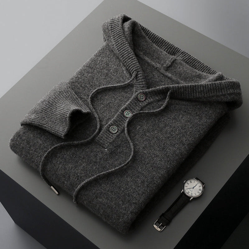 Sudadera con capucha elegante de lana merina