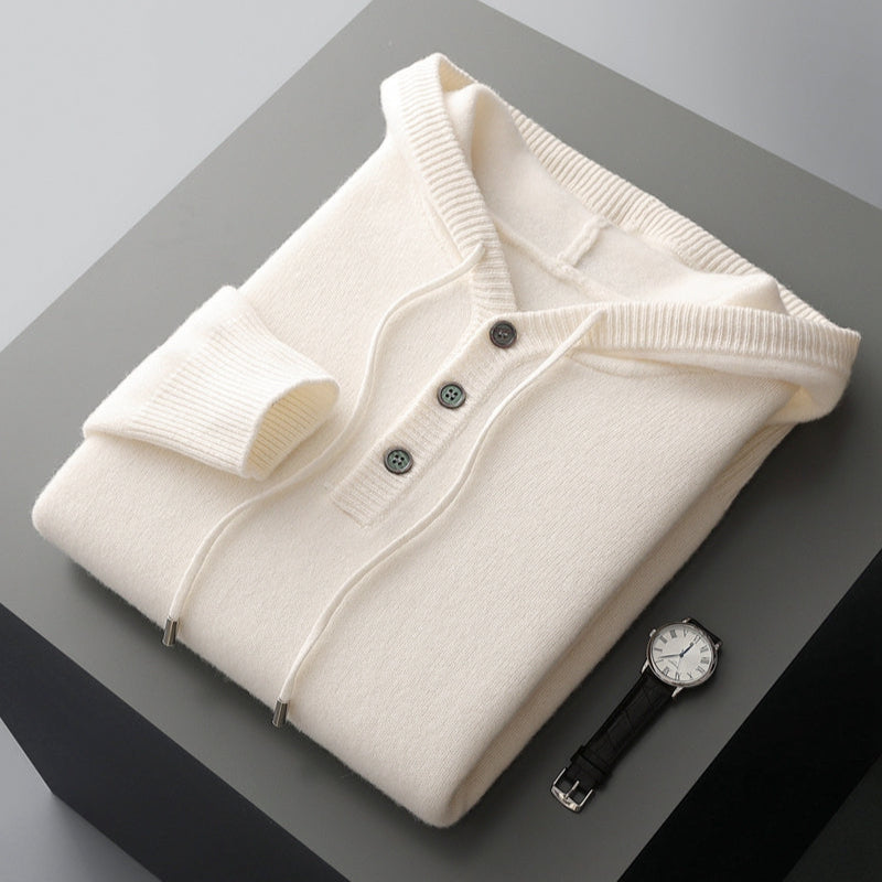 Sudadera con capucha elegante de lana merina