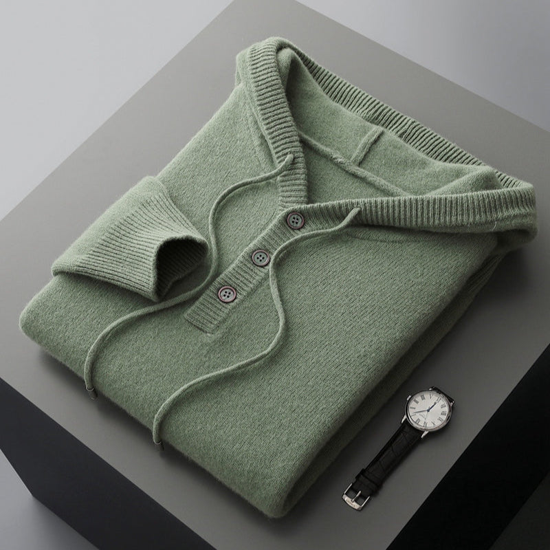 Sudadera con capucha elegante de lana merina