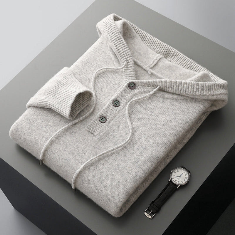 Sudadera con capucha elegante de lana merina
