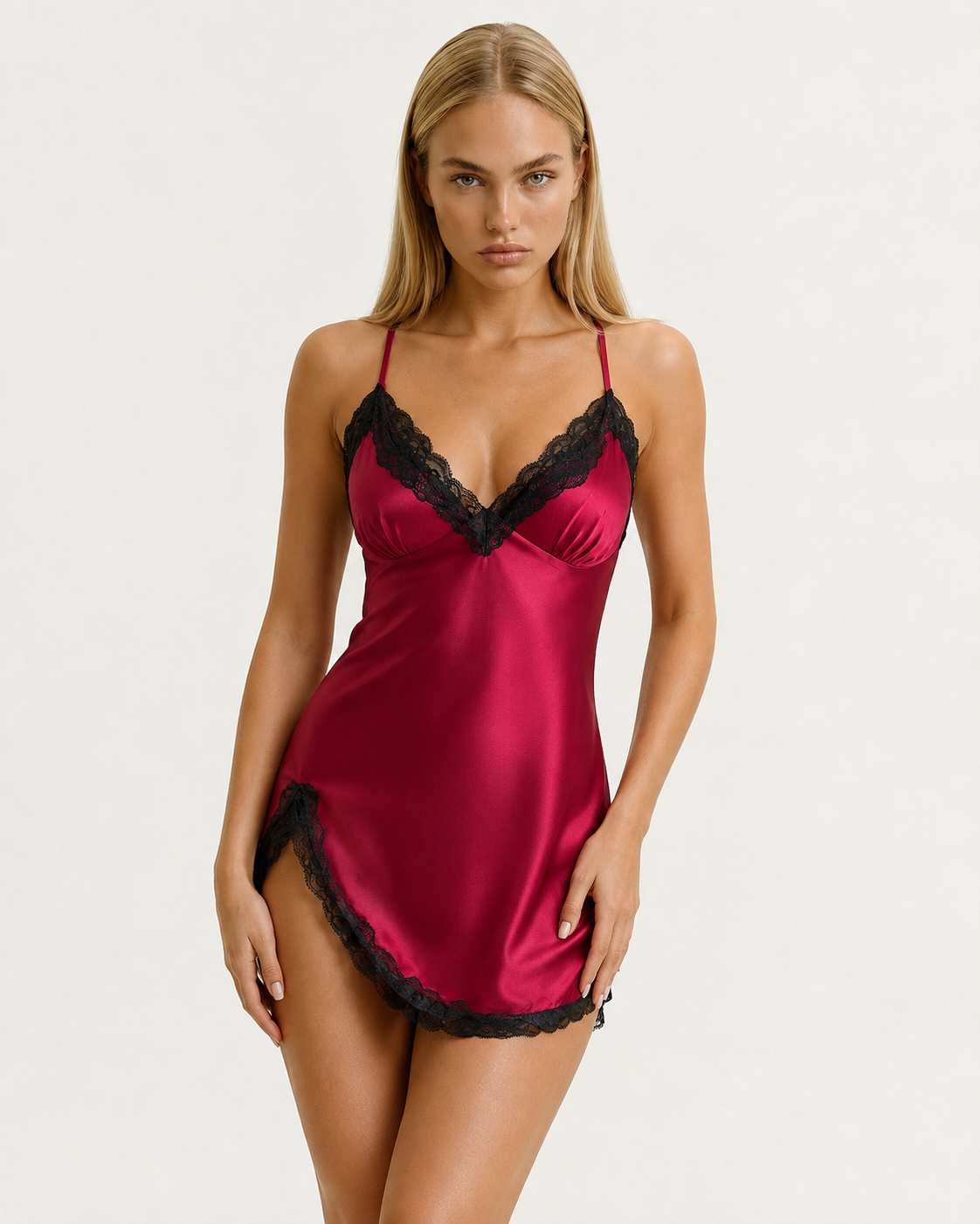 Vestido de Dormir con Ribete de Encaje