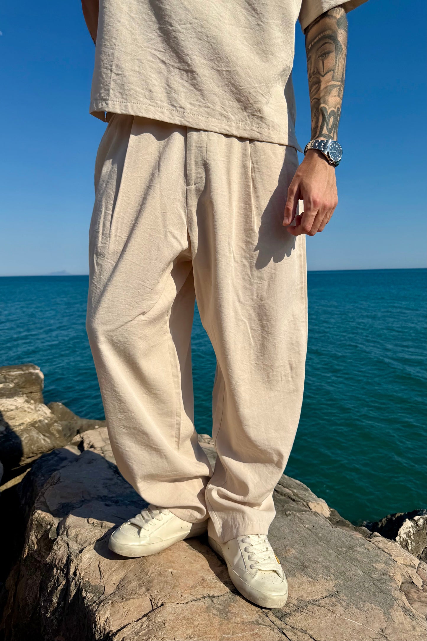 Pantalone Cancún In Lino Beige