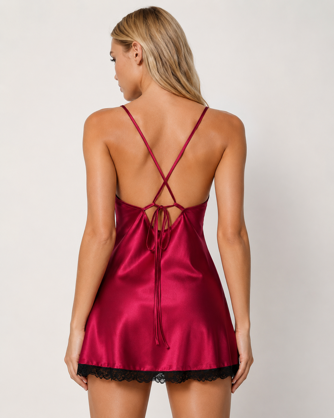 Vestido de Dormir con Ribete de Encaje