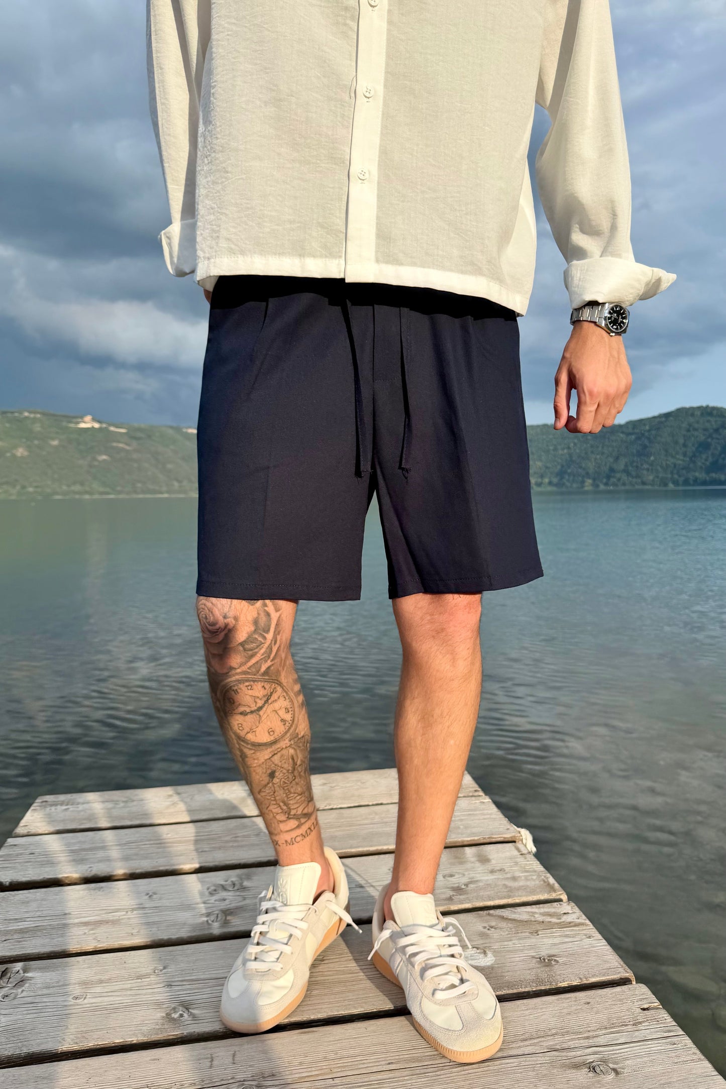 Pantalón Corto de Lino Azul Noche