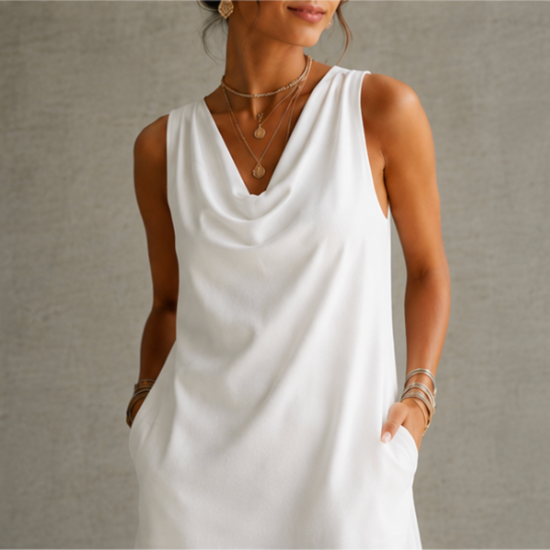Silvia | Vestido Elegante con Cuello Drapeado
