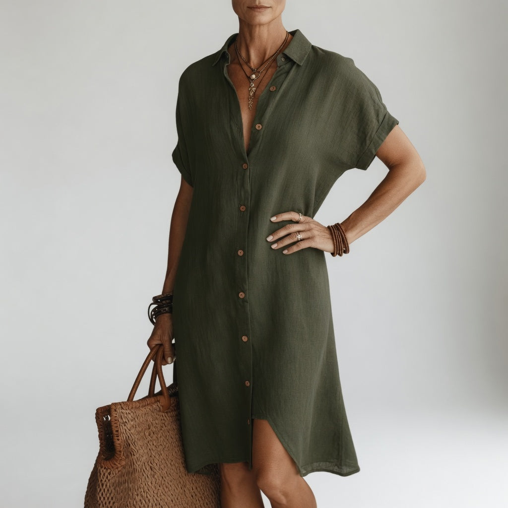 Évanélie — Premium atmungsaktives Midi-Hemdkleid