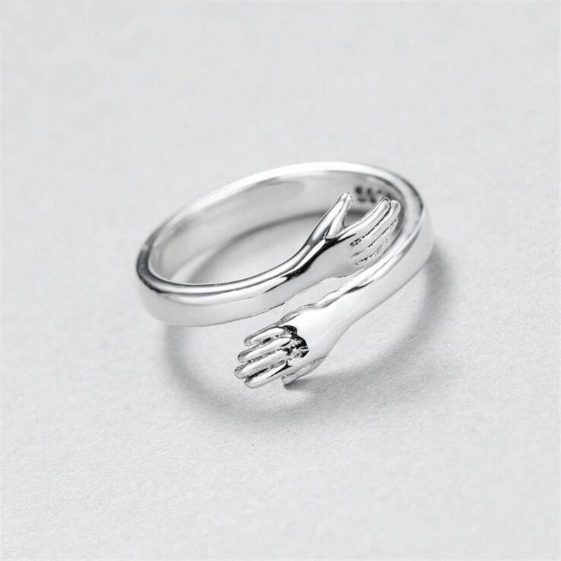 Anillo Plateado Ajustable Tipo Abrazo