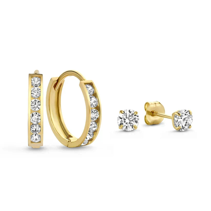 Dara Brillane Piedra Pendientes Set | Oro