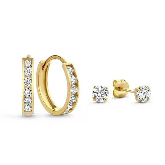 Dara Brillane Piedra Pendientes Set | Oro