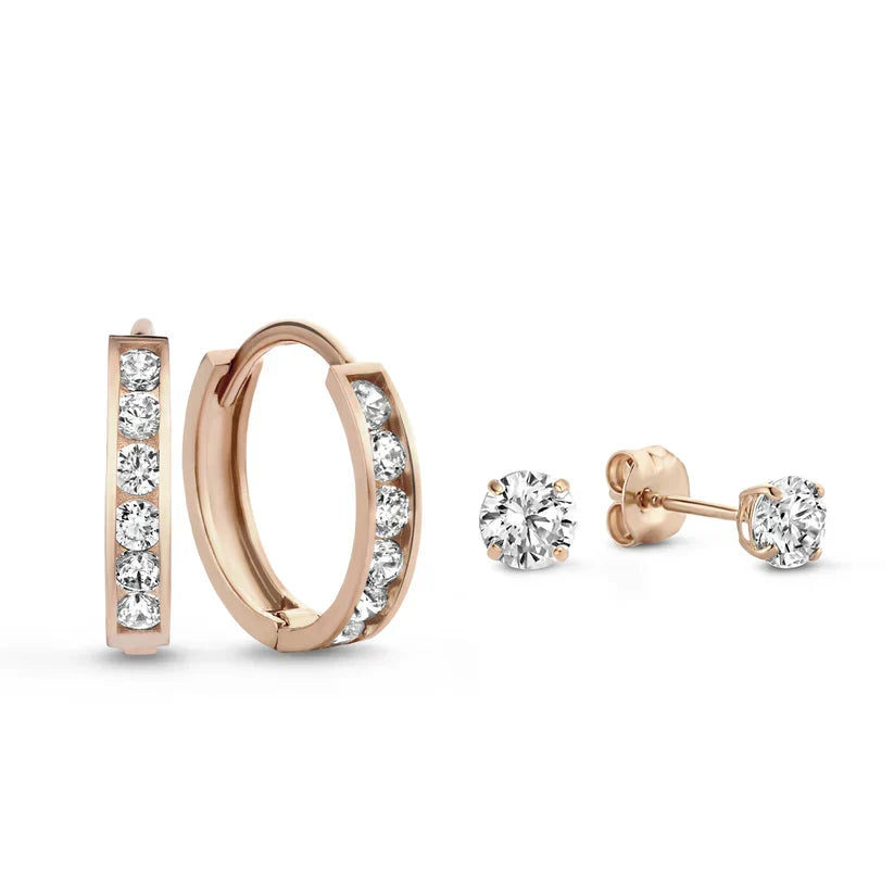 Dara Brillane Piedra Pendientes Set | Oro