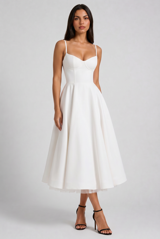 Selene - Vestido Midi Corset (Blanco II)