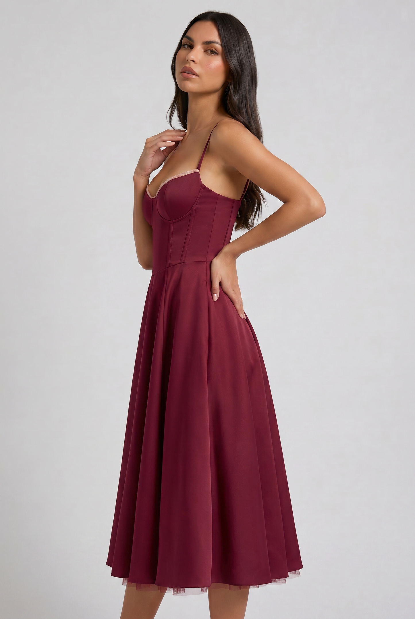 Selene - Vestido Midi Corset (Burdeos)