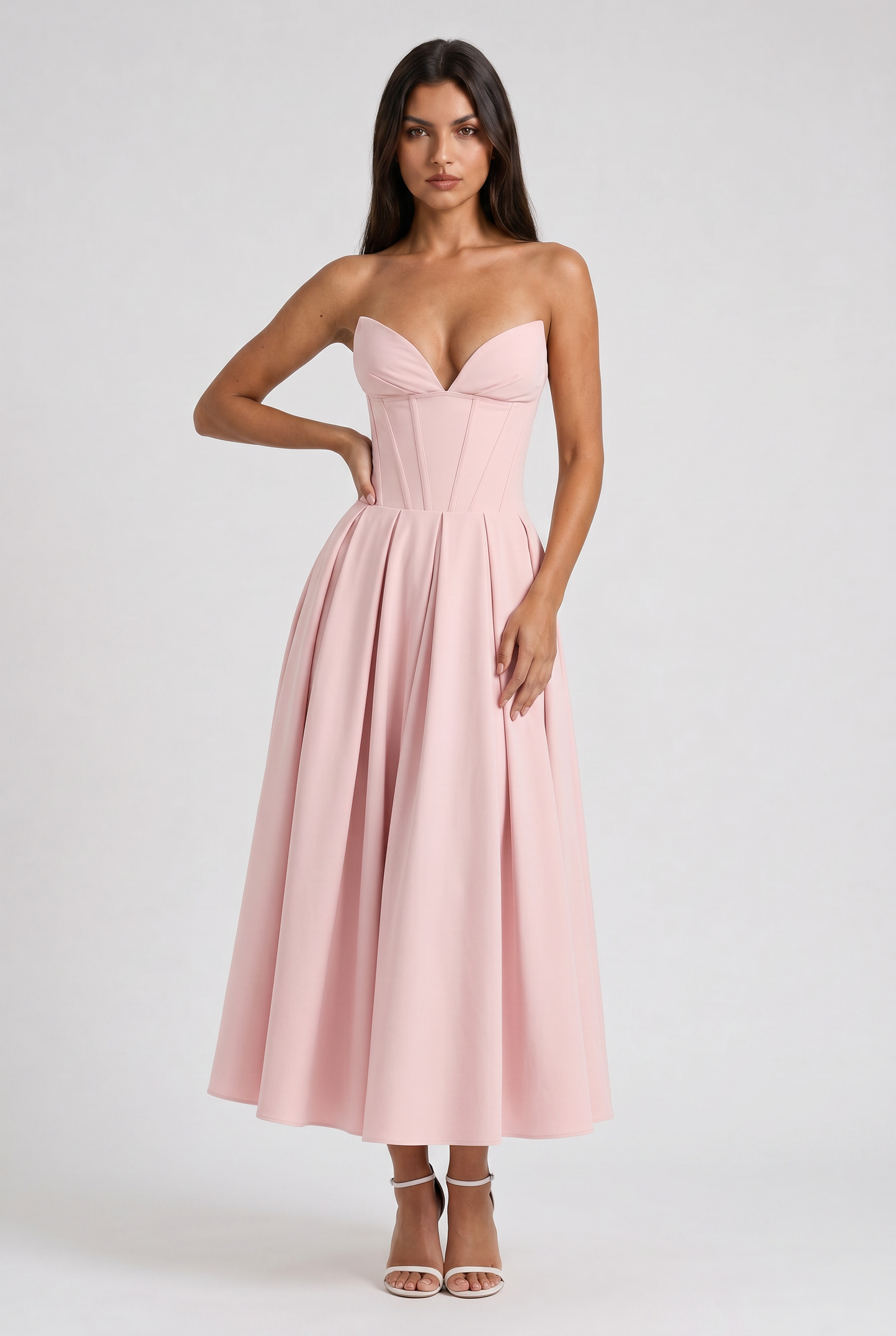 Amalfi - Vestido Corset Rosa con Falda Amplia