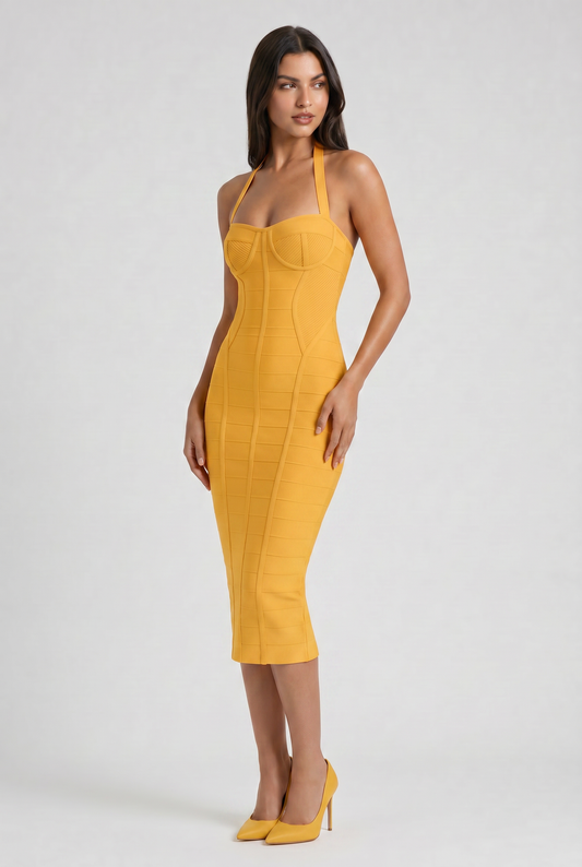 Cleopatra - Vestido Bandage Vara de Oro