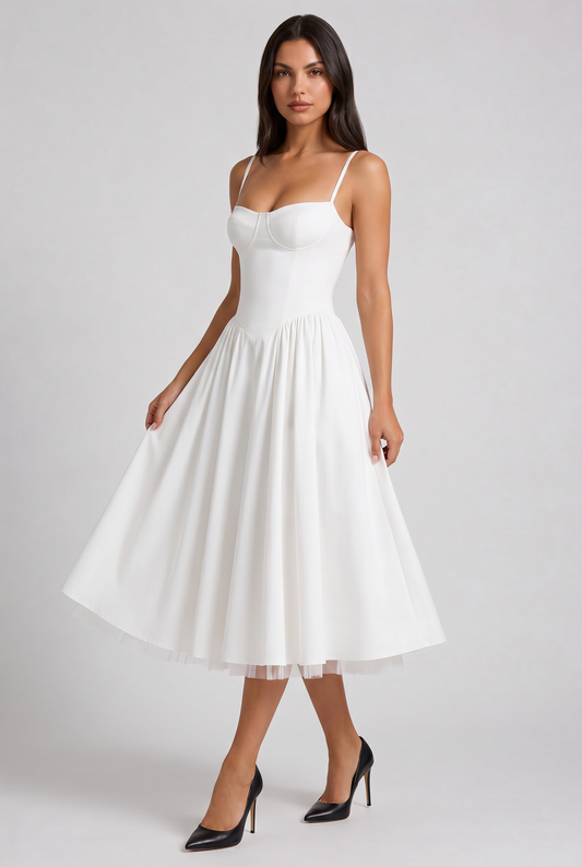 Selene - Vestido Midi Corset (Blanco)