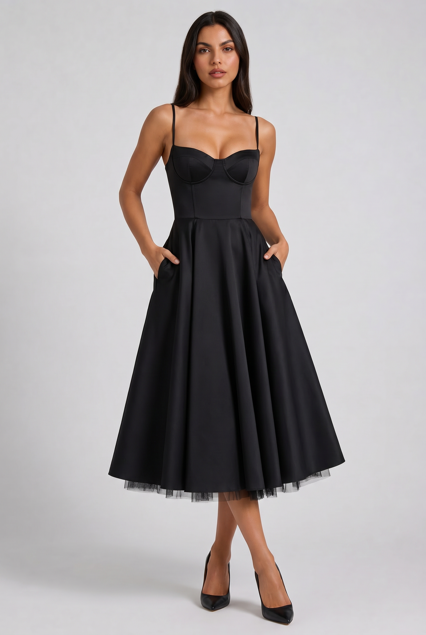 Selene - Vestido Midi Corset (Negro)