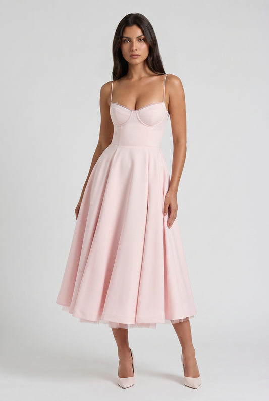 Selene - Vestido Midi Corset (Rosa Pálido)