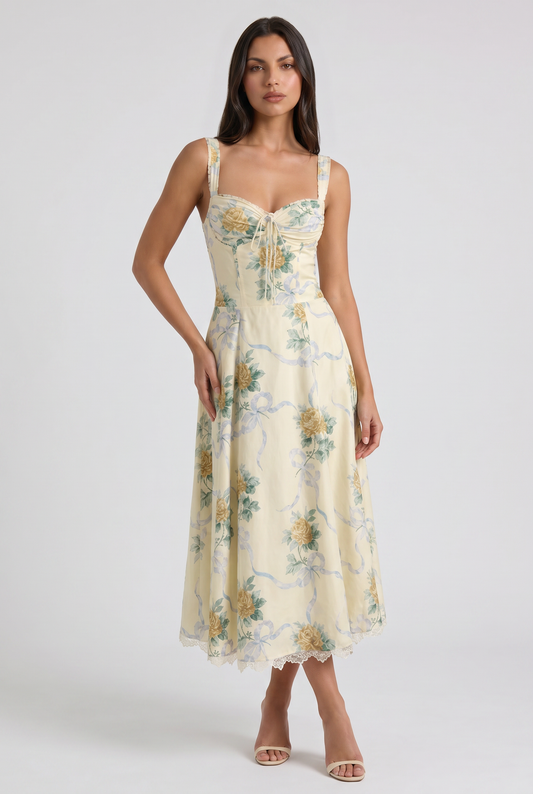 Lynn - Vestido Midi Corset Floral