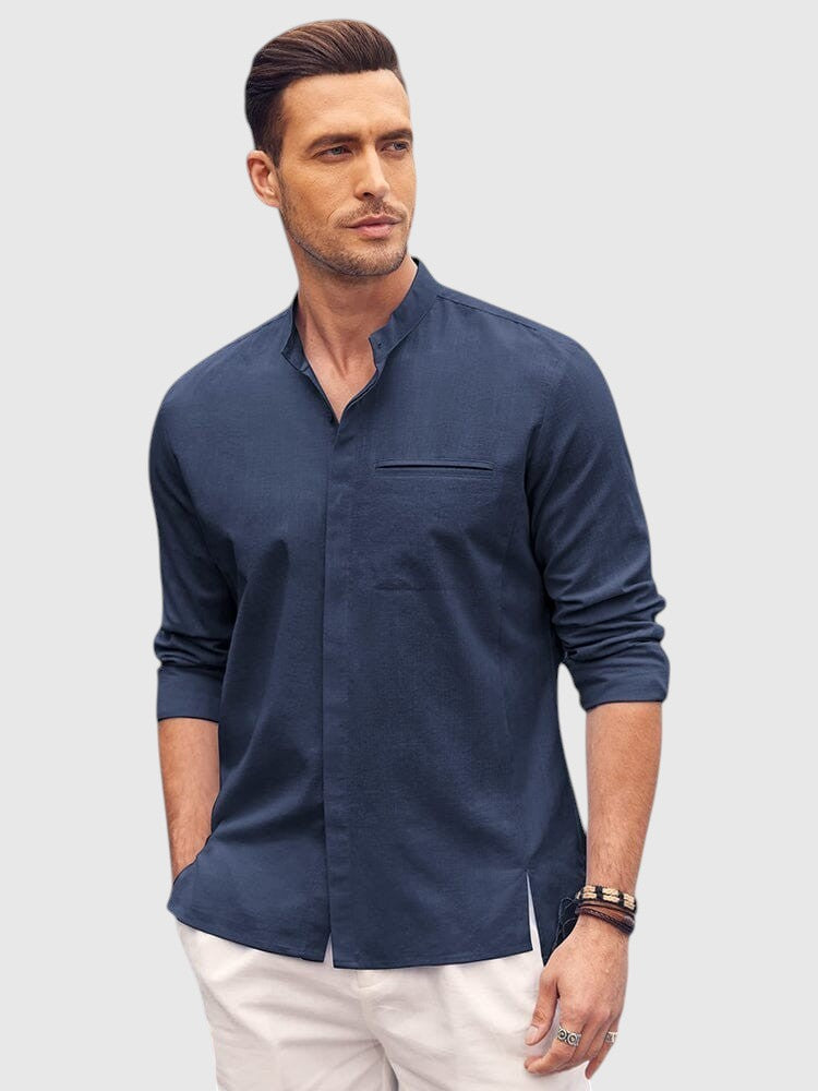 Camisa de Algodón de Manga Larga Corte Clásico