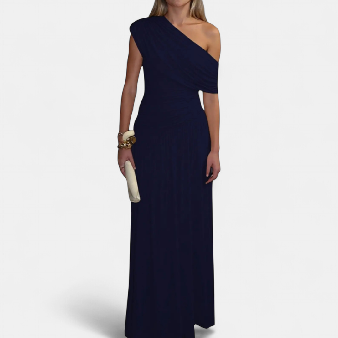 ROXANNE™ – Vestido liso plisado asimétrico