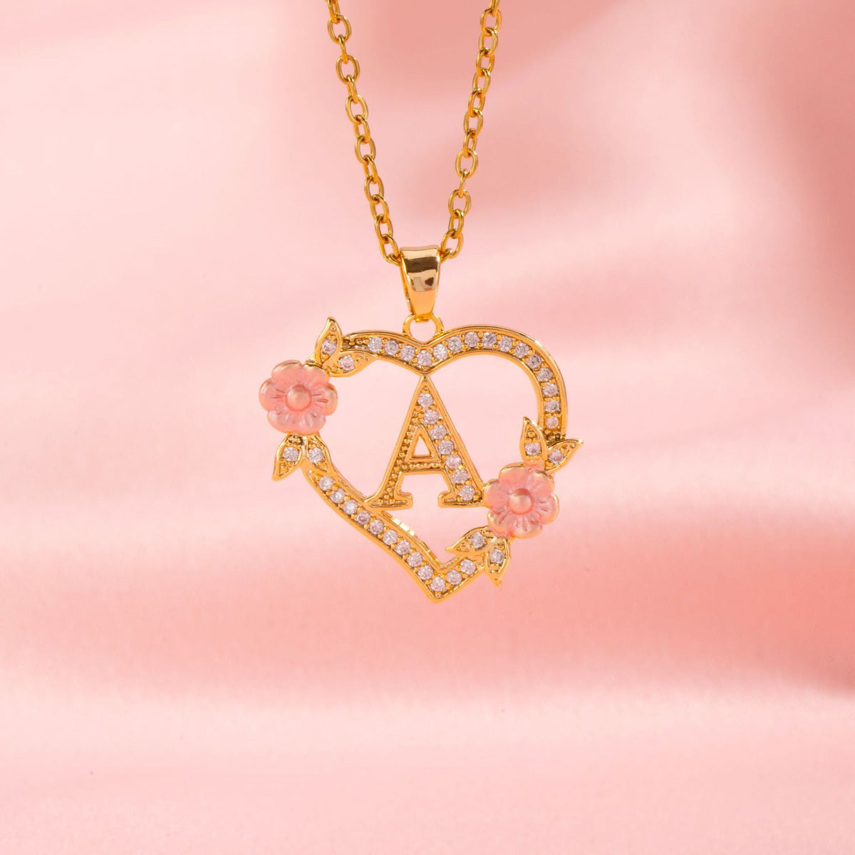 Floral Charm Inicial Collar | Oro