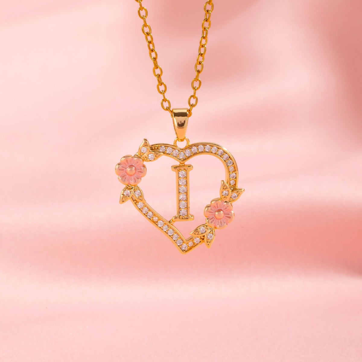 Floral Charm Inicial Collar | Oro