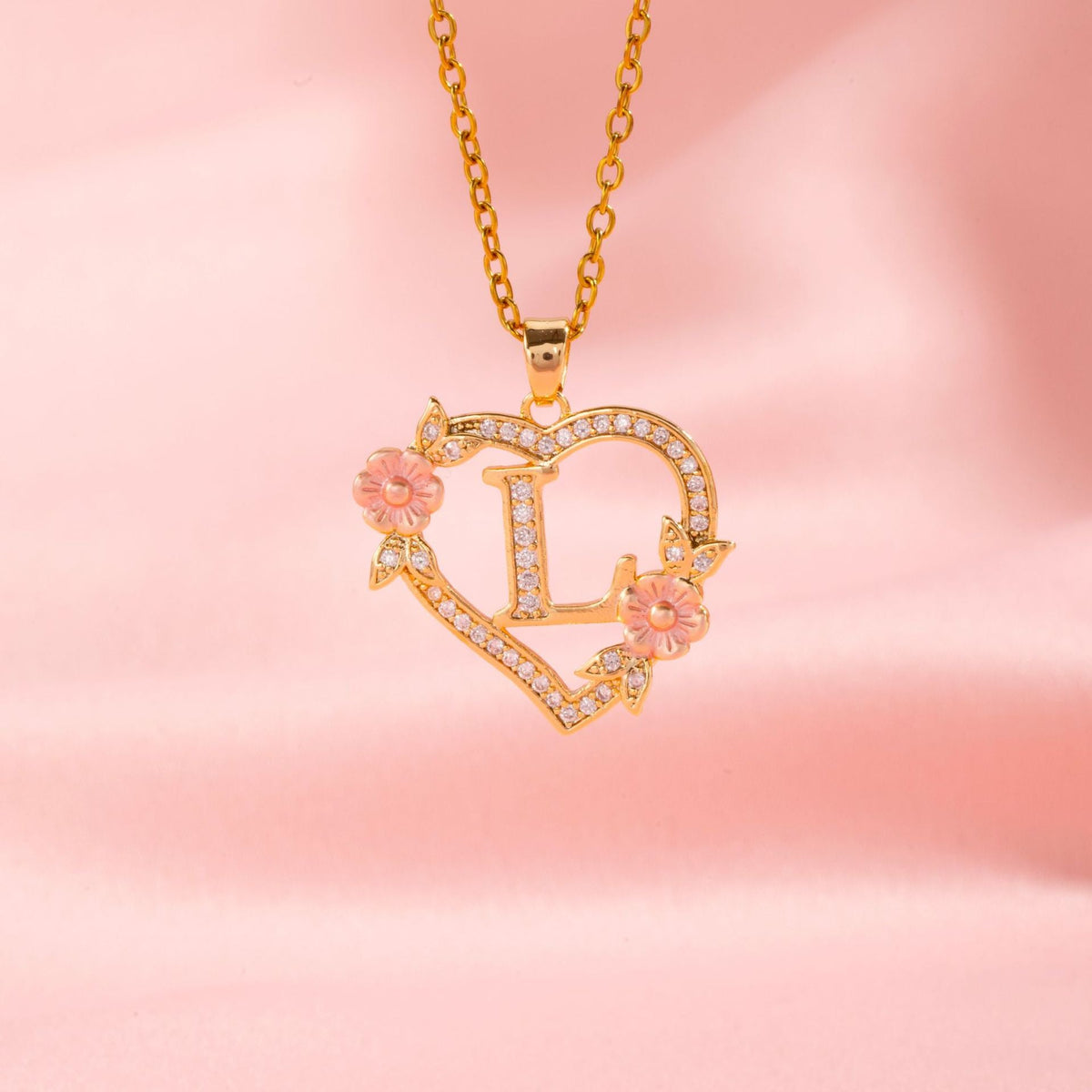 Floral Charm Inicial Collar | Oro