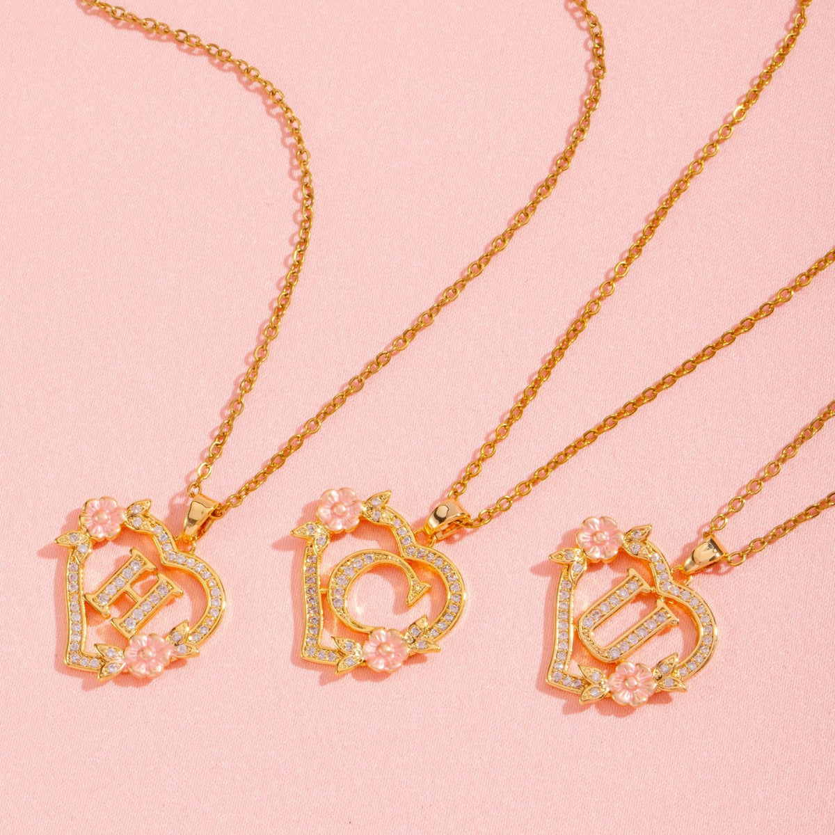 Floral Charm Inicial Collar | Oro